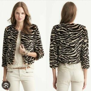 Banana Republic zebra print faux fur jacket size M